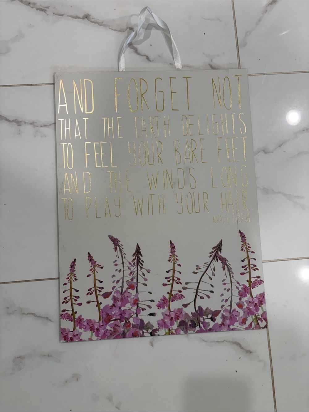 Floral Quote Wall Hanging in White and Pink - Decorative Home Wall Decor